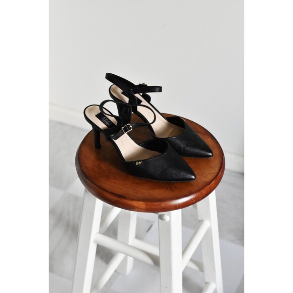 Jones New York Strappy Heels Womans 8W Black Pointed Toe Dressy Career - Picture 1 of 9